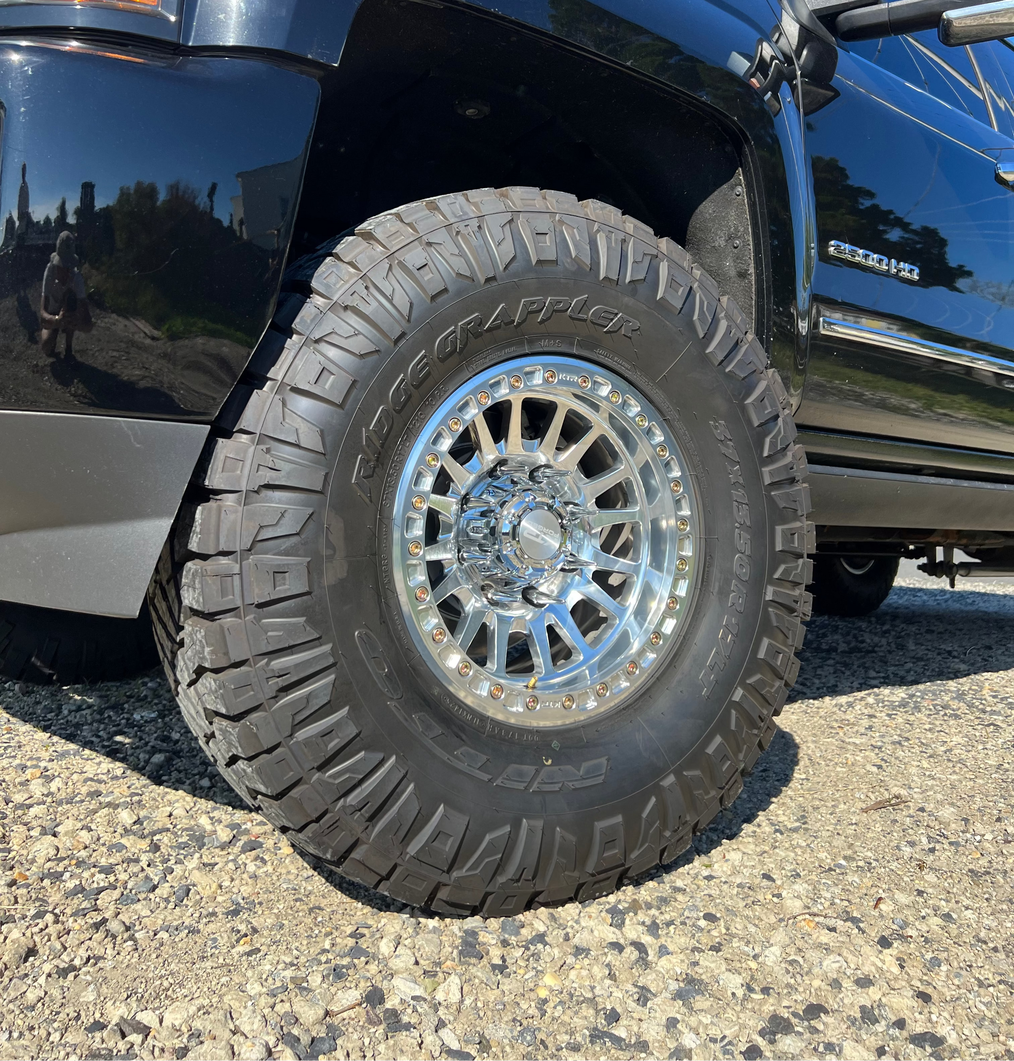 chevy Silverado polished beadlock wheels